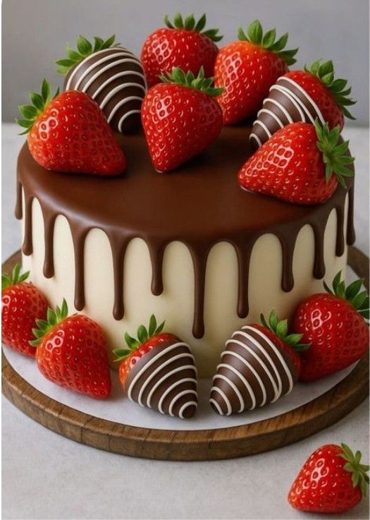 Bolo de Morango com Cobertura de Chocolate – Feito por Cláudia Felix